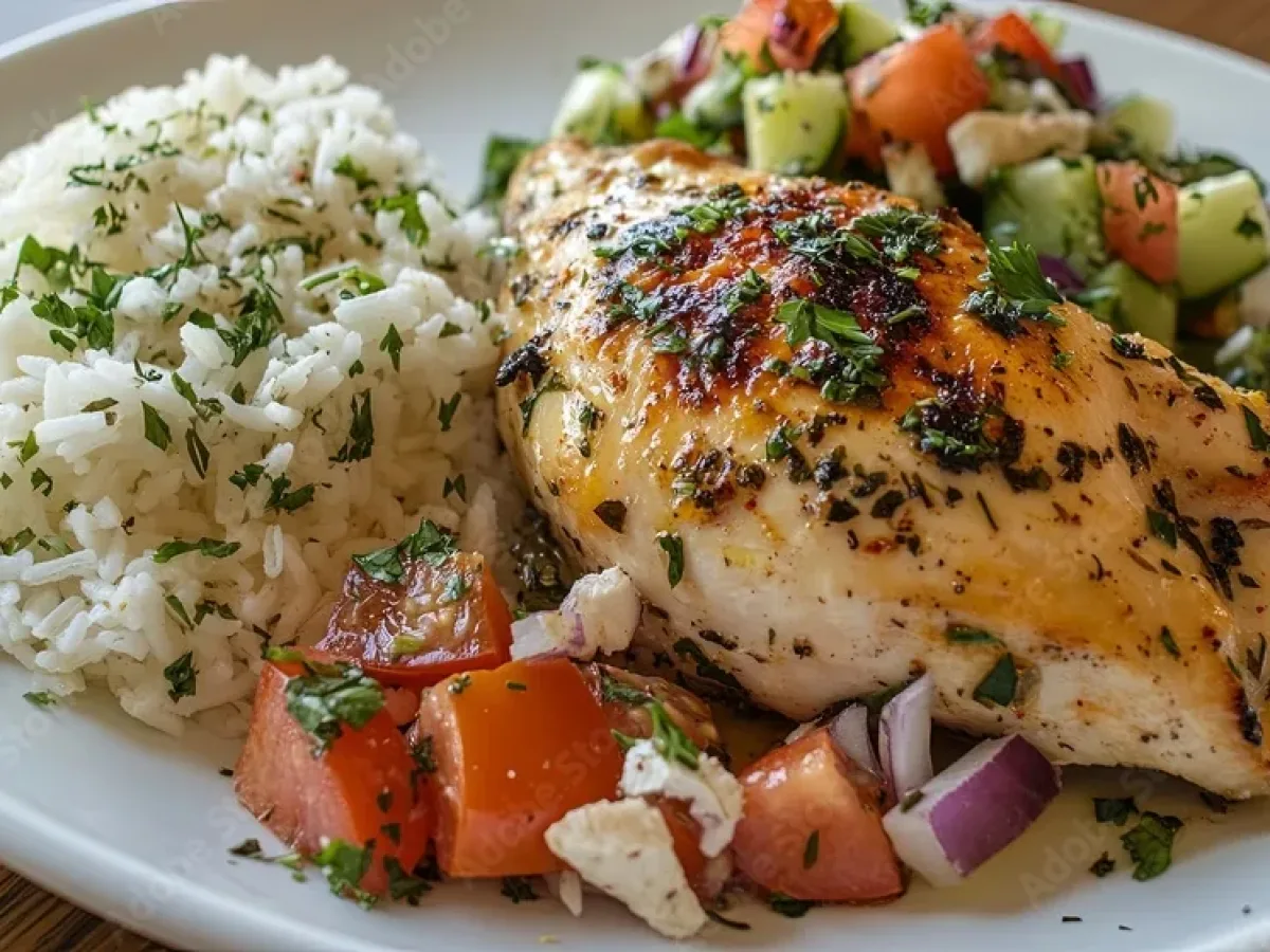 Chicken herbs with lemon dish photo